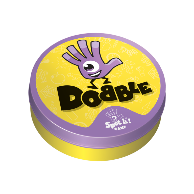 Boîte métallique jaune ronde du jeu de société Dobble