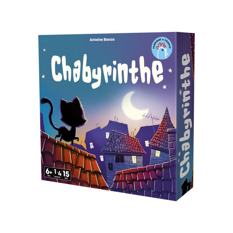 Boîte du jeu de société Chabyrinthe avec les chats.