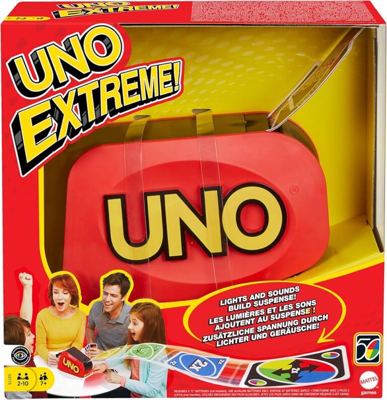 Boite du jeu de societe Uno Extreme et ses cartes.
