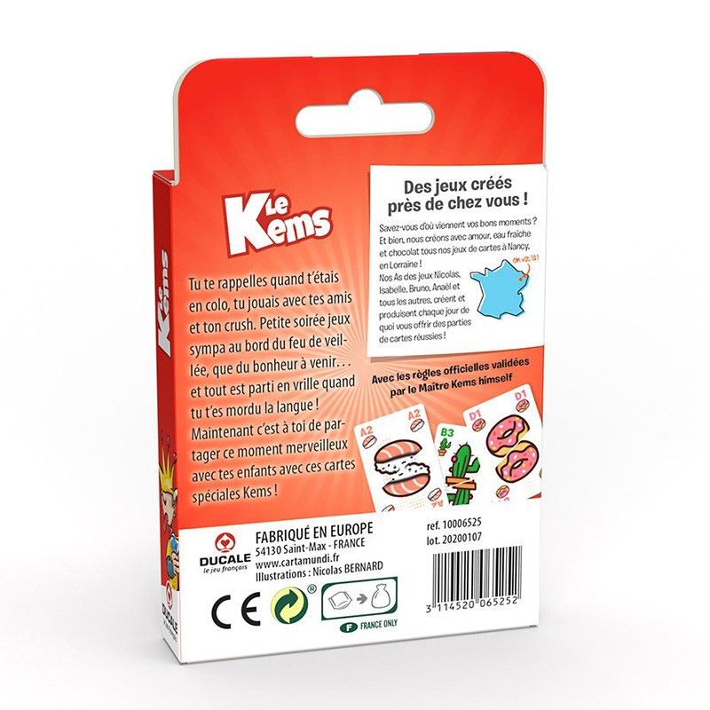 Détail d'un carré de cartes identiques pour crier Kems.