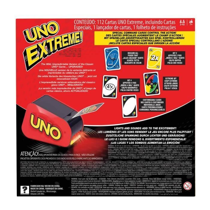 Detail des cartes et du distributeur automatique Uno Extreme.