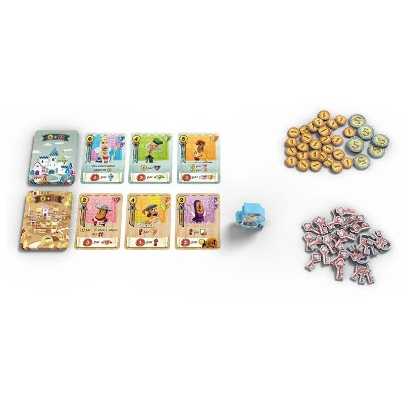 Détail des cartes et des jetons du jeu Château Combo