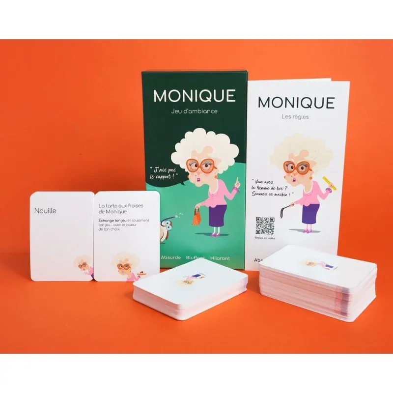 Gros plan sur les cartes amusantes du jeu Monique.