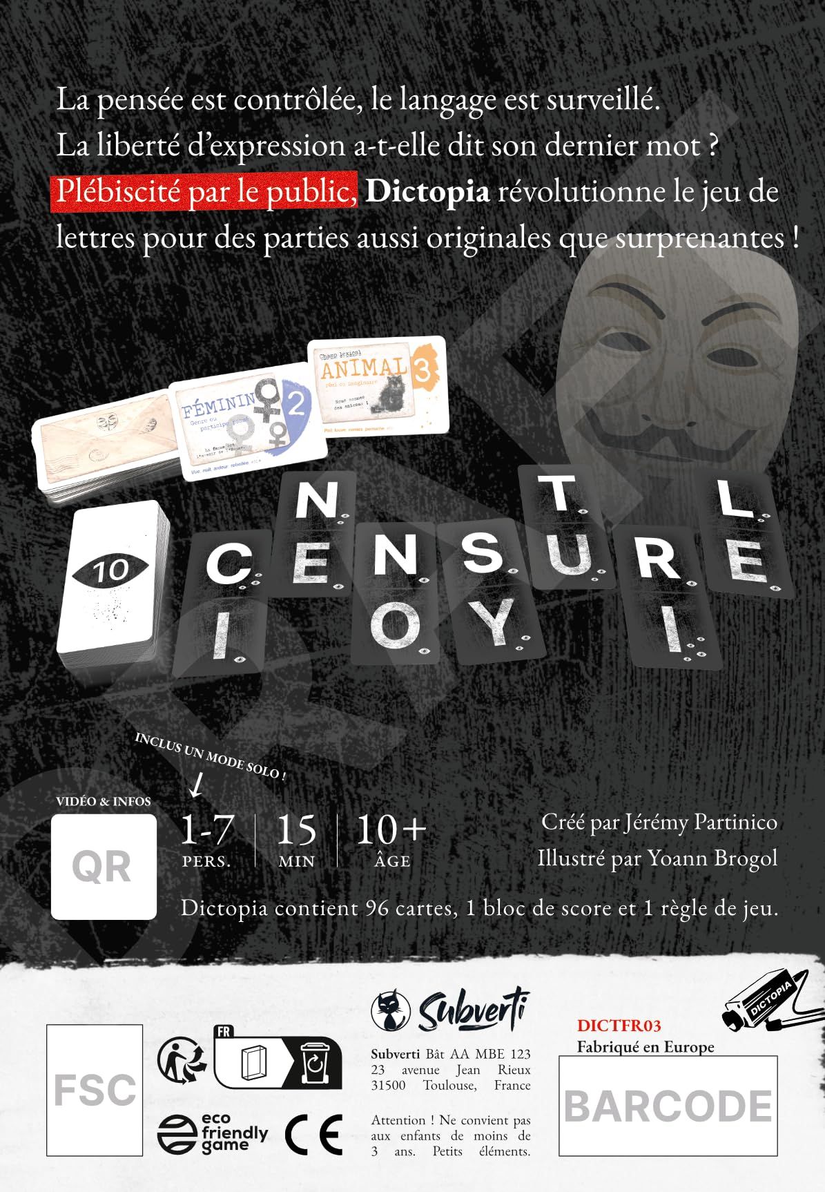 Détail sur les cartes de lettres du jeu Dictopia.