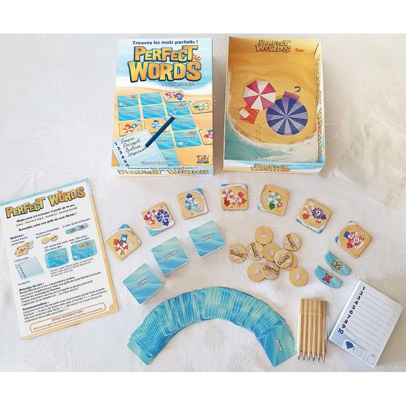 Détail des cartes de mots du jeu Perfect Words.