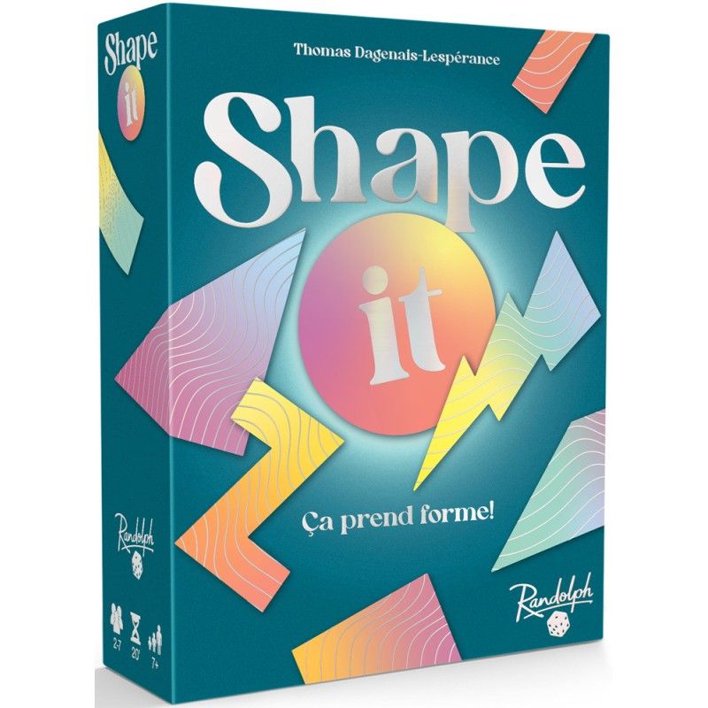 Détail des cartes et des pièces du jeu Shape it.