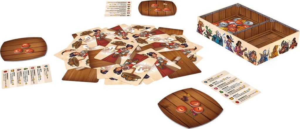 Détail des cartes personnages et pièces de Little Tavern.