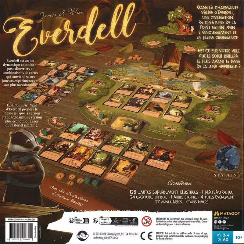Détail des superbes cartes et ressources du jeu Everdell.