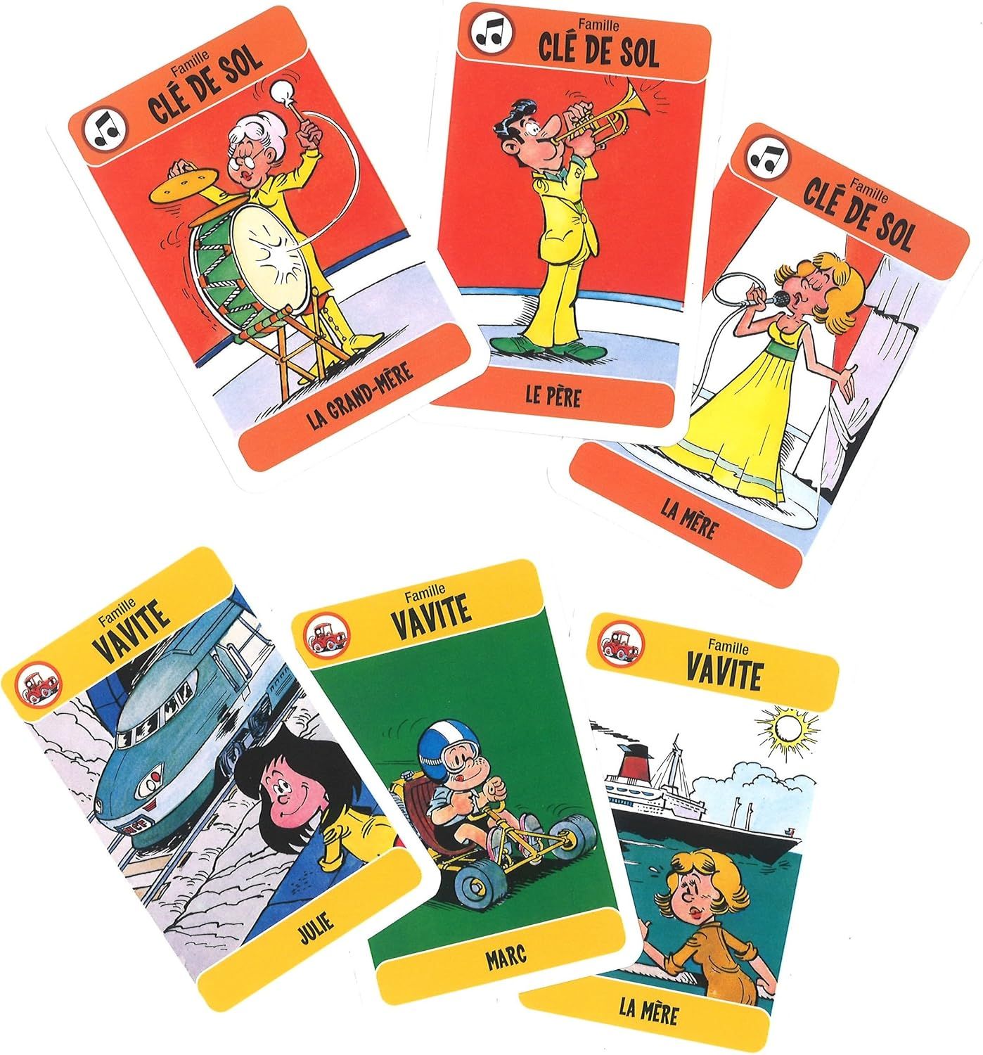 Vue générale des cartes étalées représentant les différentes familles.