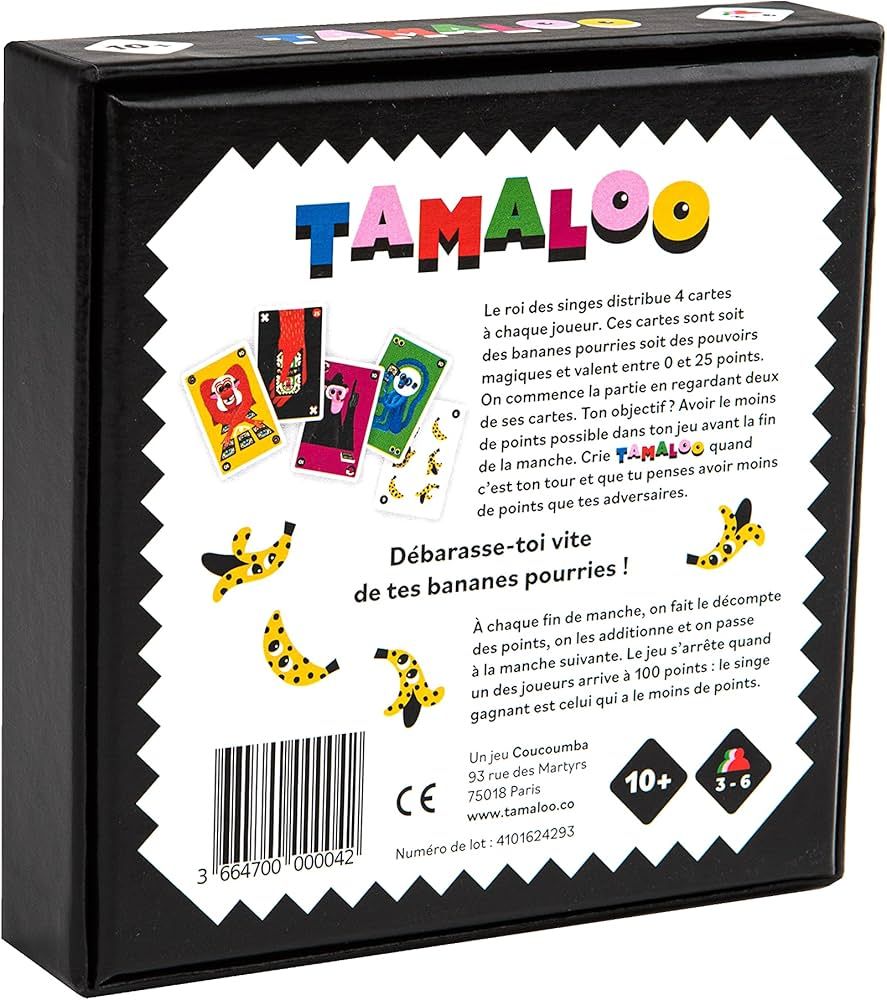 Vue générale des cartes étalées pour jouer à Tamalou.