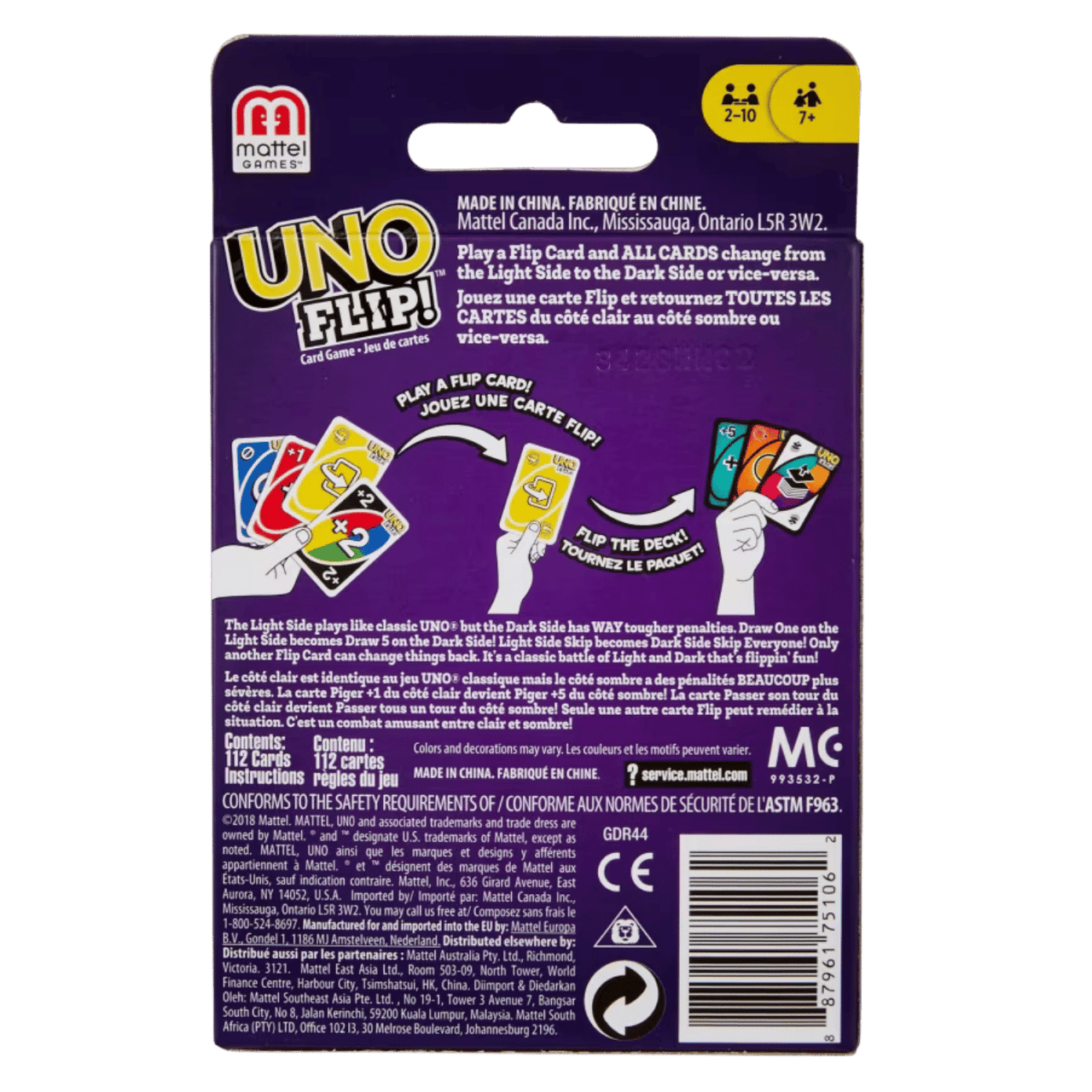 Apercu des cartes recto verso du jeu Uno Flip