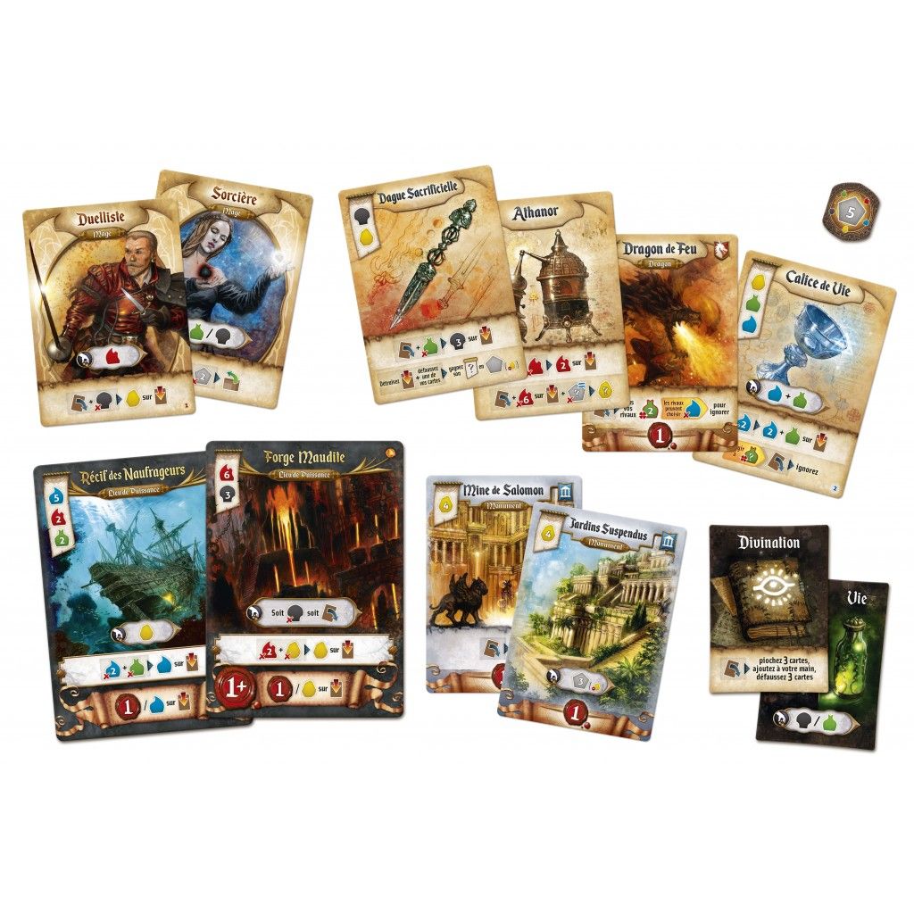 Vue d'ensemble du matériel et des composants du jeu Arcana