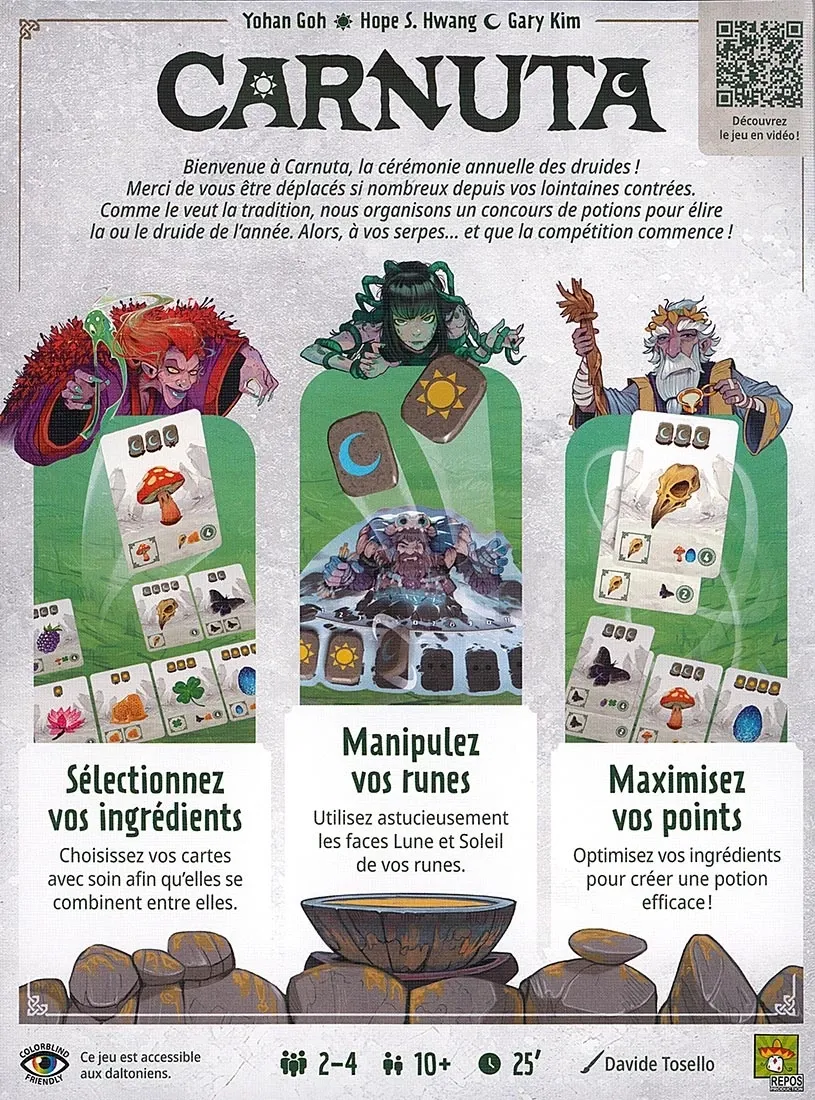 Vue detaillee du materiel complet du jeu de societe Carnuta.