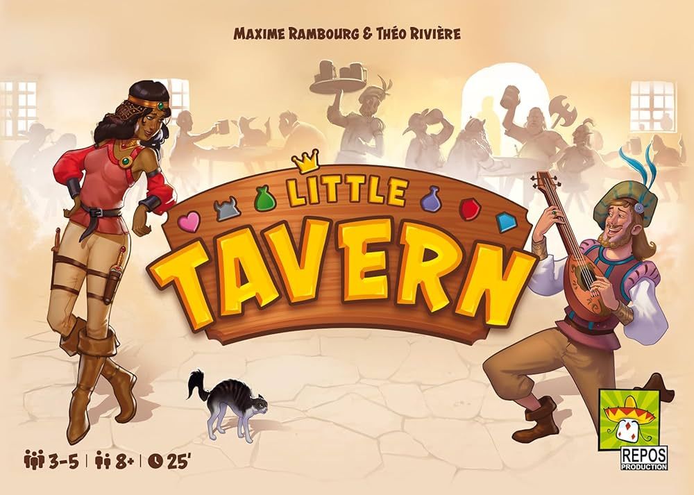 Vue d'ensemble du matériel du jeu Little Tavern.