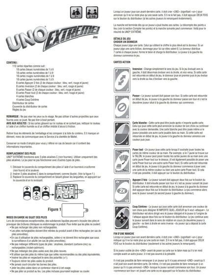 Vue globale du materiel du jeu de cartes Uno Extreme.