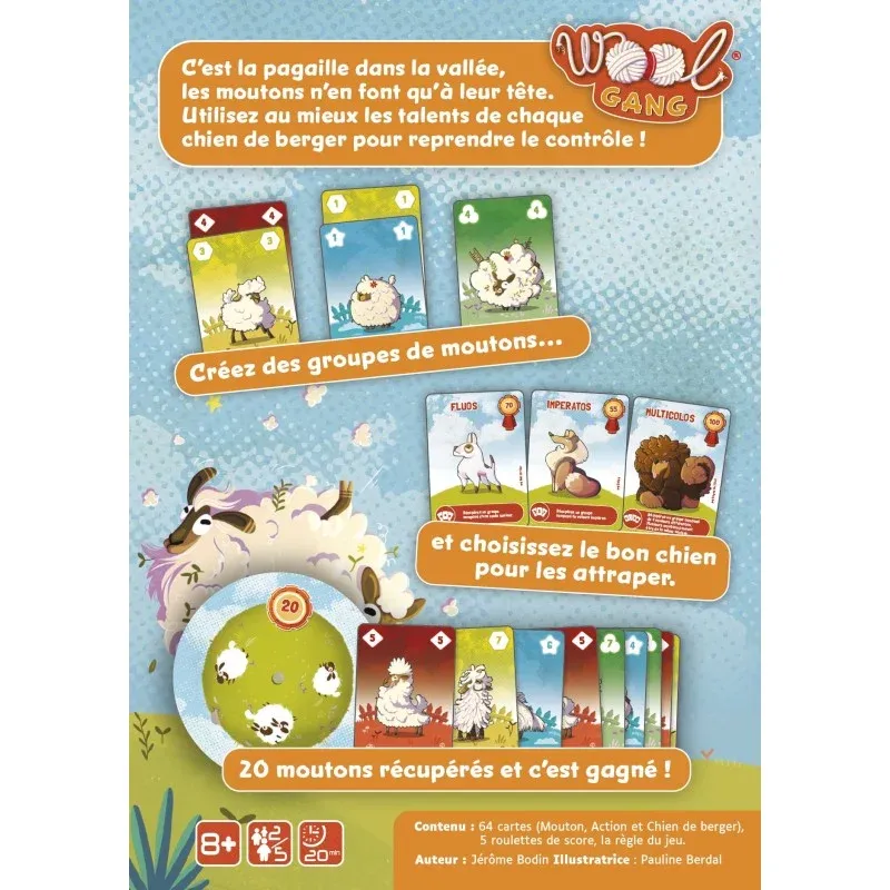 Vue générale du matériel du jeu Wool Gang.