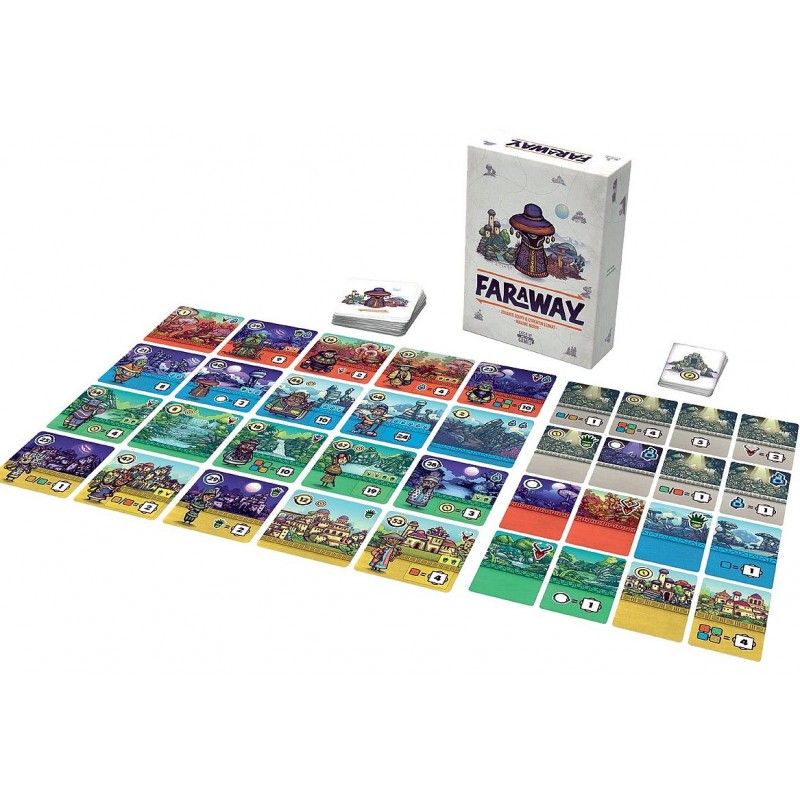 Vue generale du materiel et de la zone de jeu Faraway.