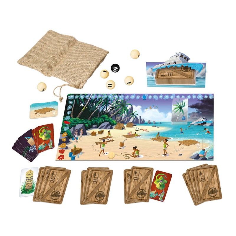 Vue d'ensemble du materiel et des ressources du jeu Galerapagos.