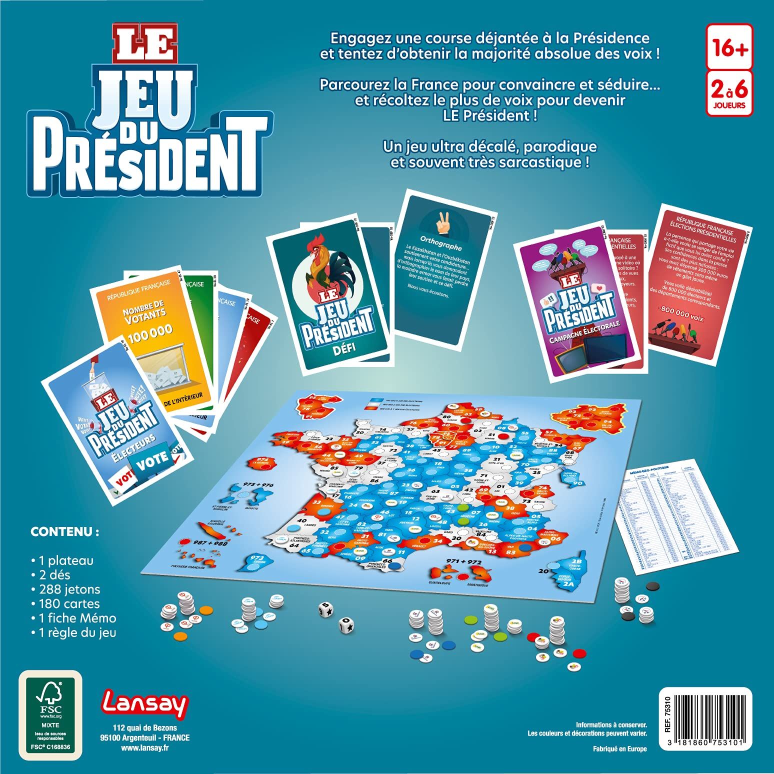 Cartes a jouer reparties sur la table pour le President.