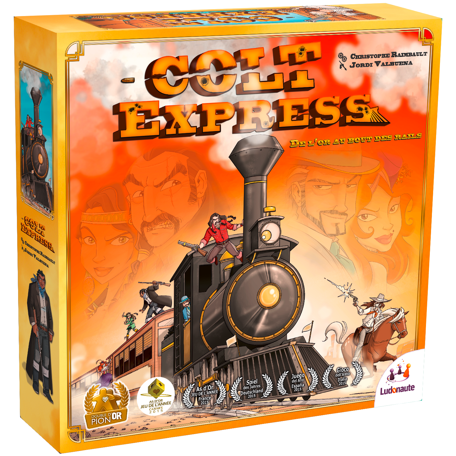 Détail des pions bandits et des cartes Colt Express.