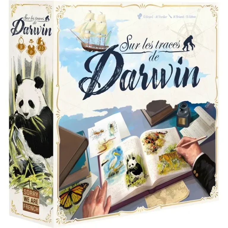 Boîte du jeu de société Sur les traces de Darwin.
