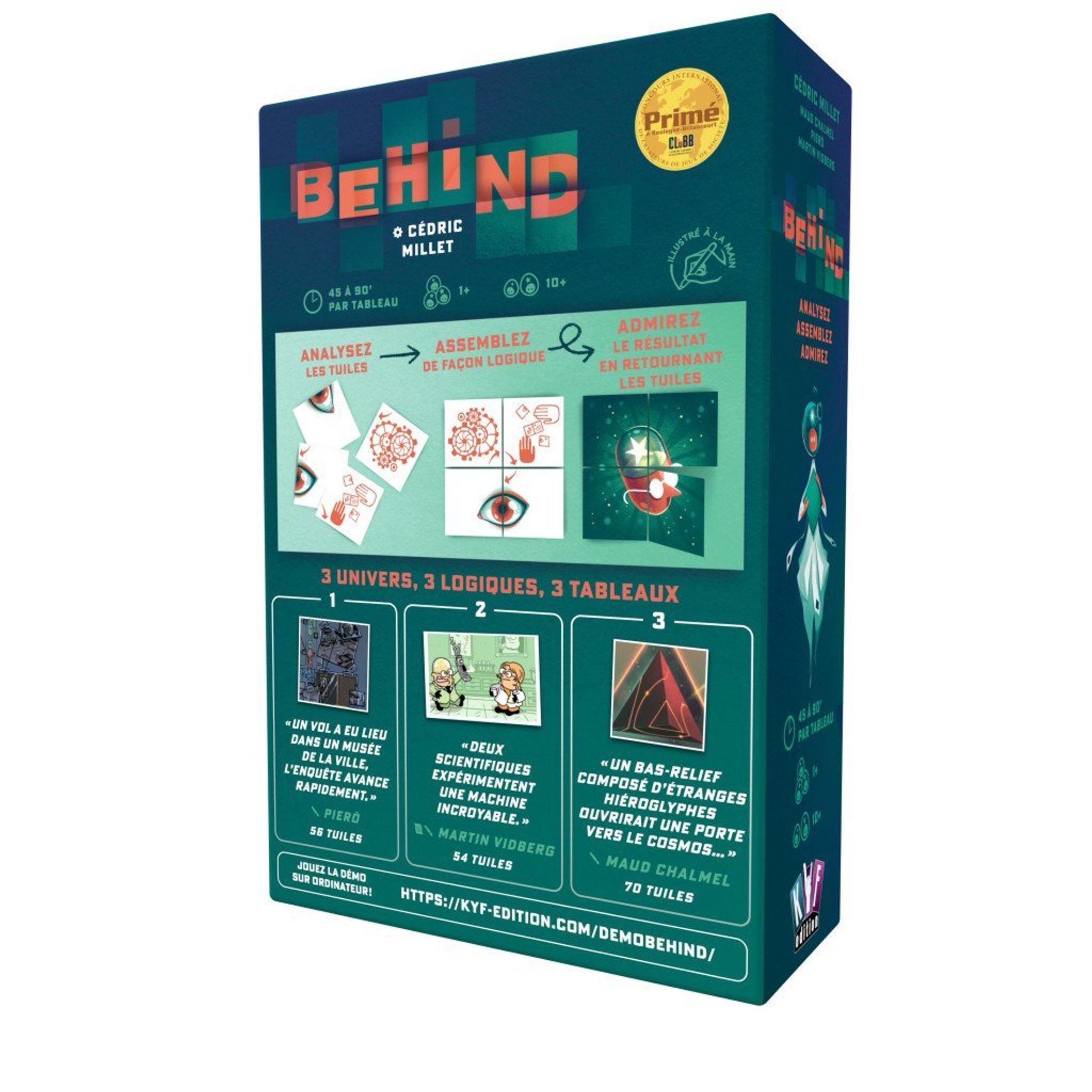 Boite illustree du jeu de societe cooperatif Behind.