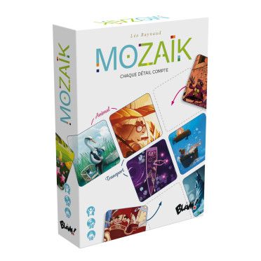 Boîte complète du jeu de société Mozaïk en présentation.