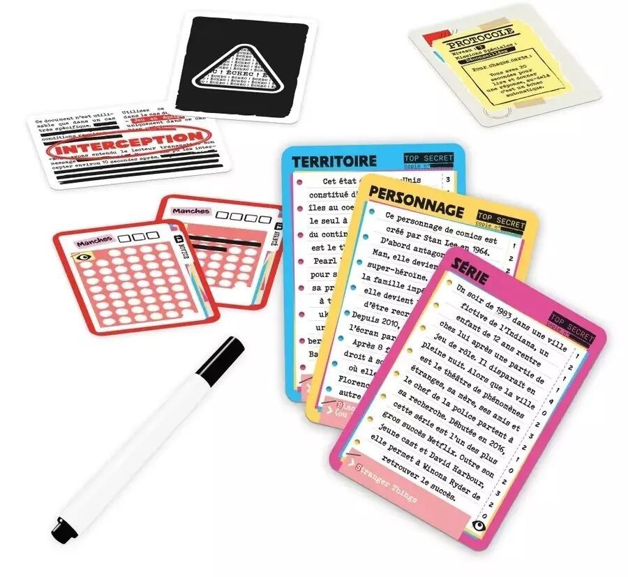 Détail des cartes et jetons pour jouer à Opération Zèbre.