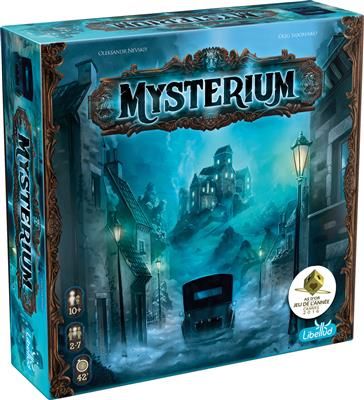 Vue complète du matériel et du plateau de Mysterium