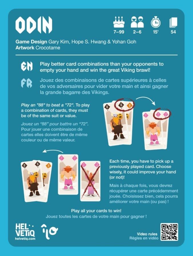 Vue générale du matériel pour le jeu Odin.