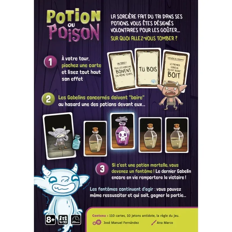 Vue generale du materiel du jeu Potion ou Poison