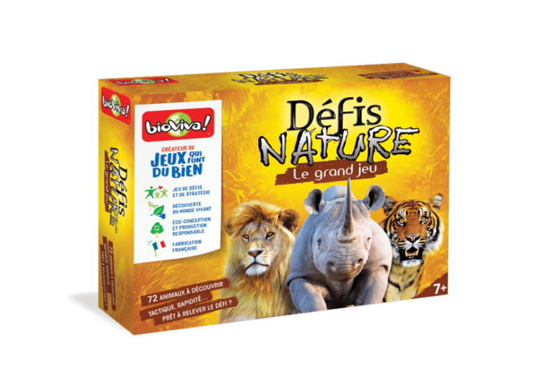 La boîte de jeu Défis Nature illustrée avec des animaux cibles.
