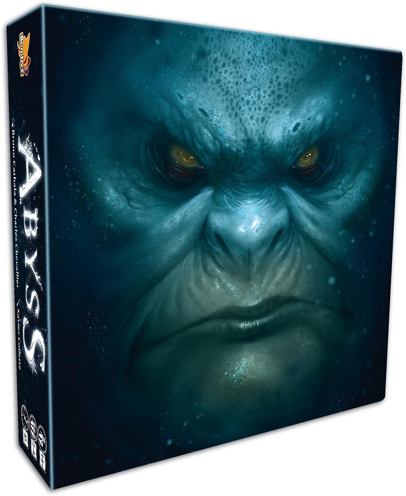Boîte du jeu de société Abyss avec son illustration sous-marine.