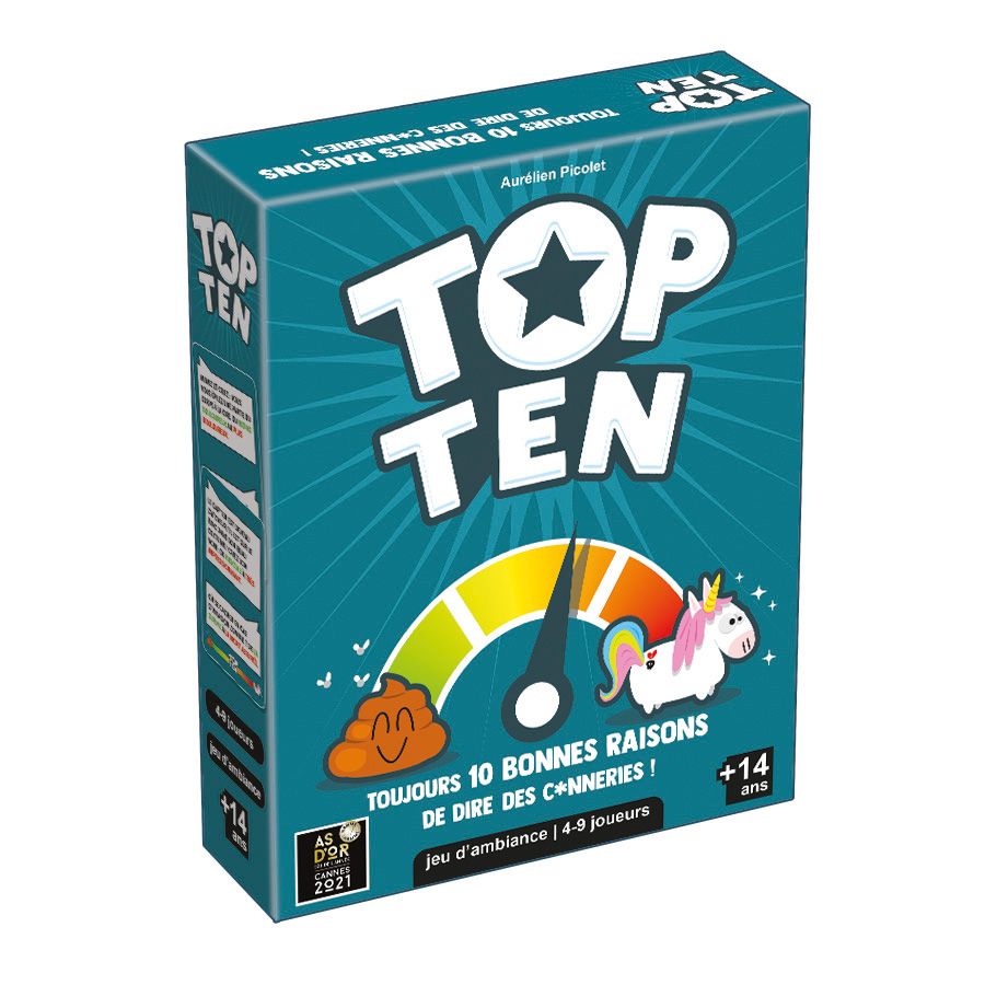 Boîte du jeu de société d'ambiance Top Ten.