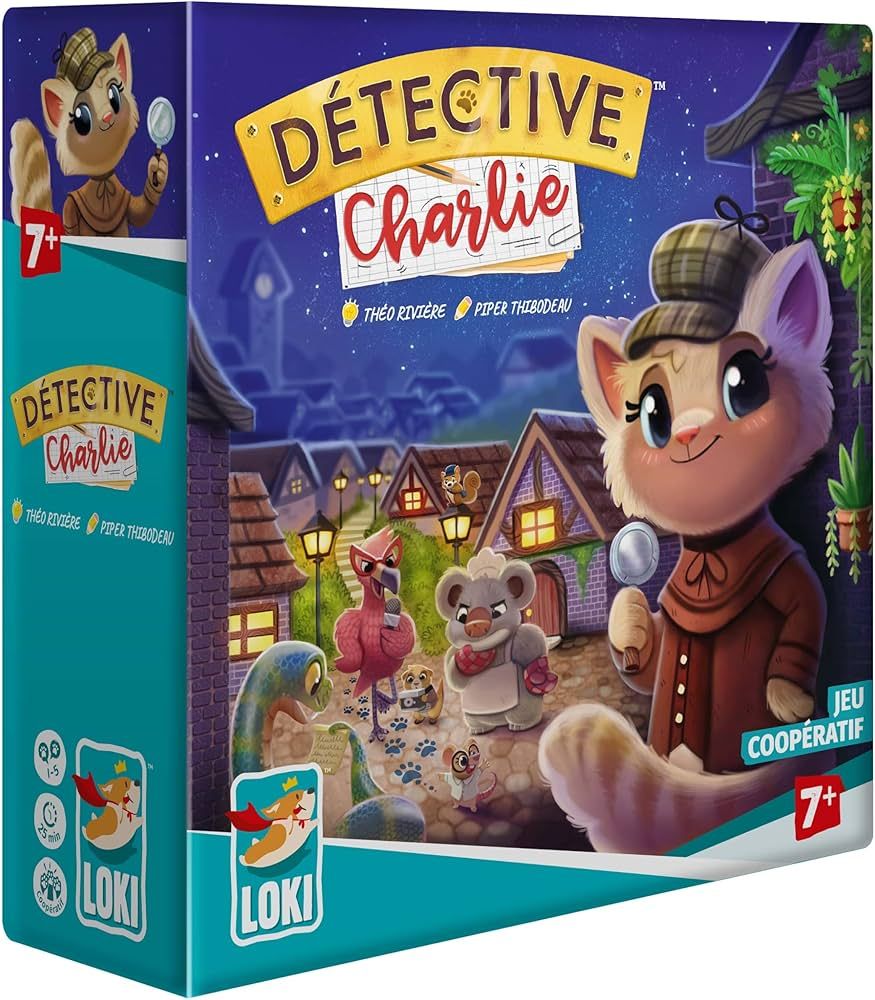 Boîte du jeu de société coopératif Détective Charlie.