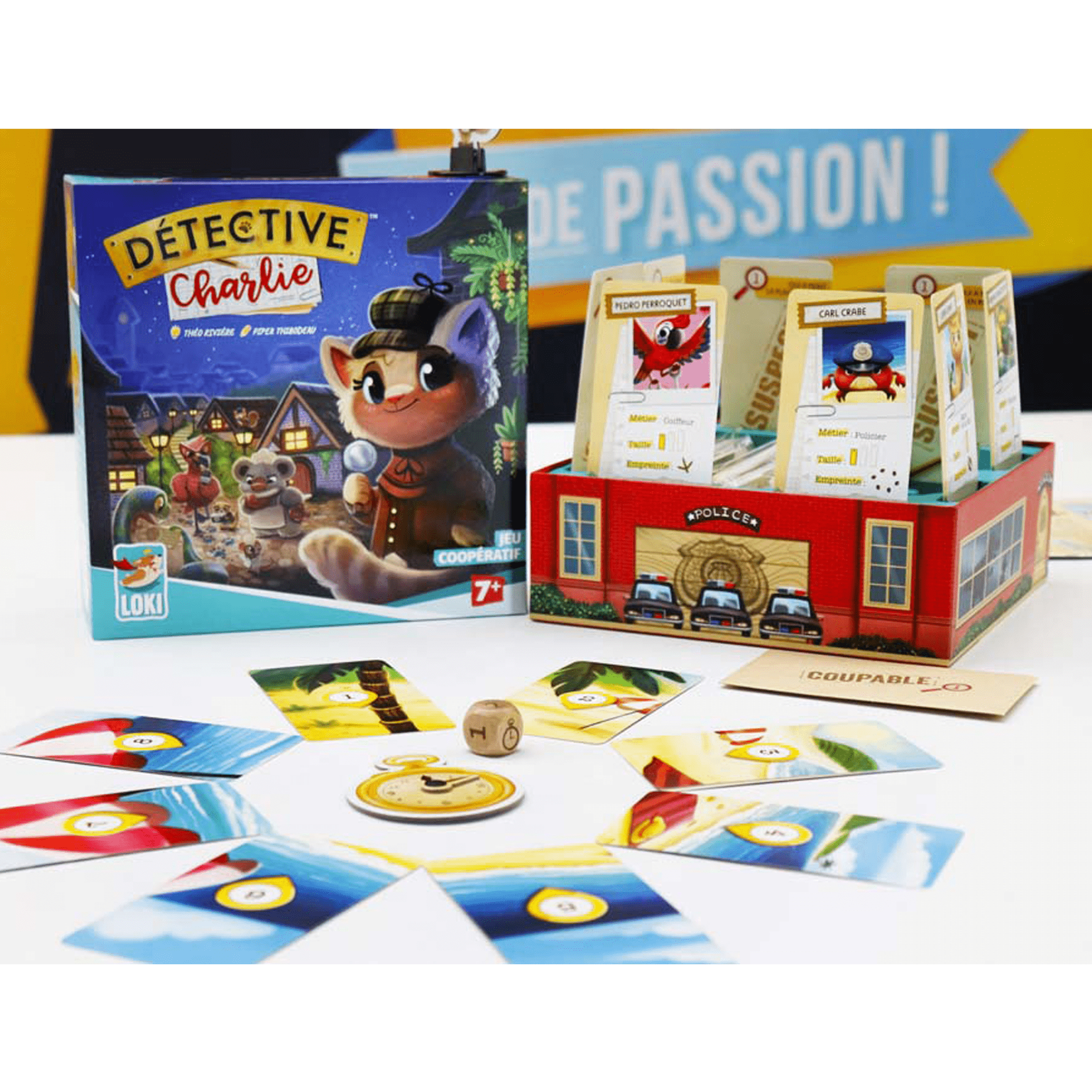 Détail des cartes enquêtes et des personnages du jeu.
