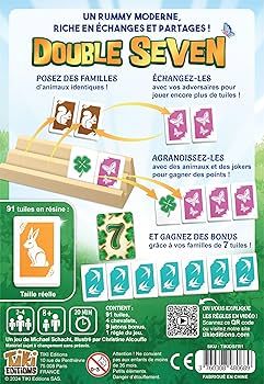 Detail des cartes et composants du jeu Double Seven.