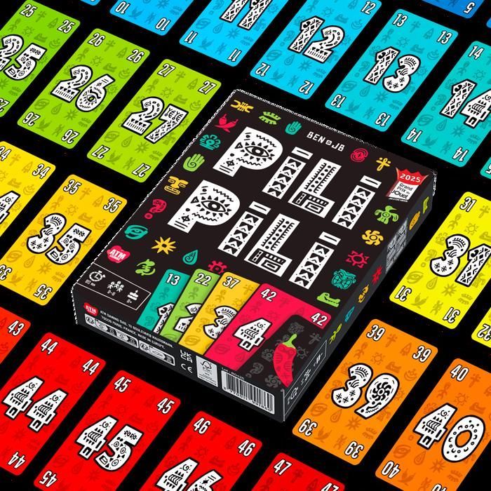 Détail des cartes et des pions du jeu Pili pili