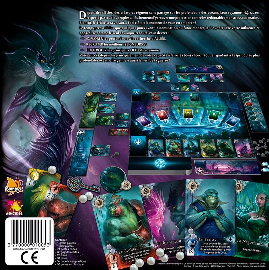 Détail des superbes cartes Seigneurs et perles du jeu Abyss.