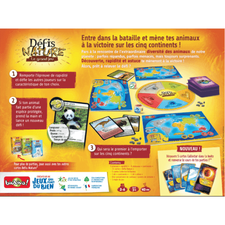 Vue d'ensemble des cartes et du matériel pour Défis Nature.