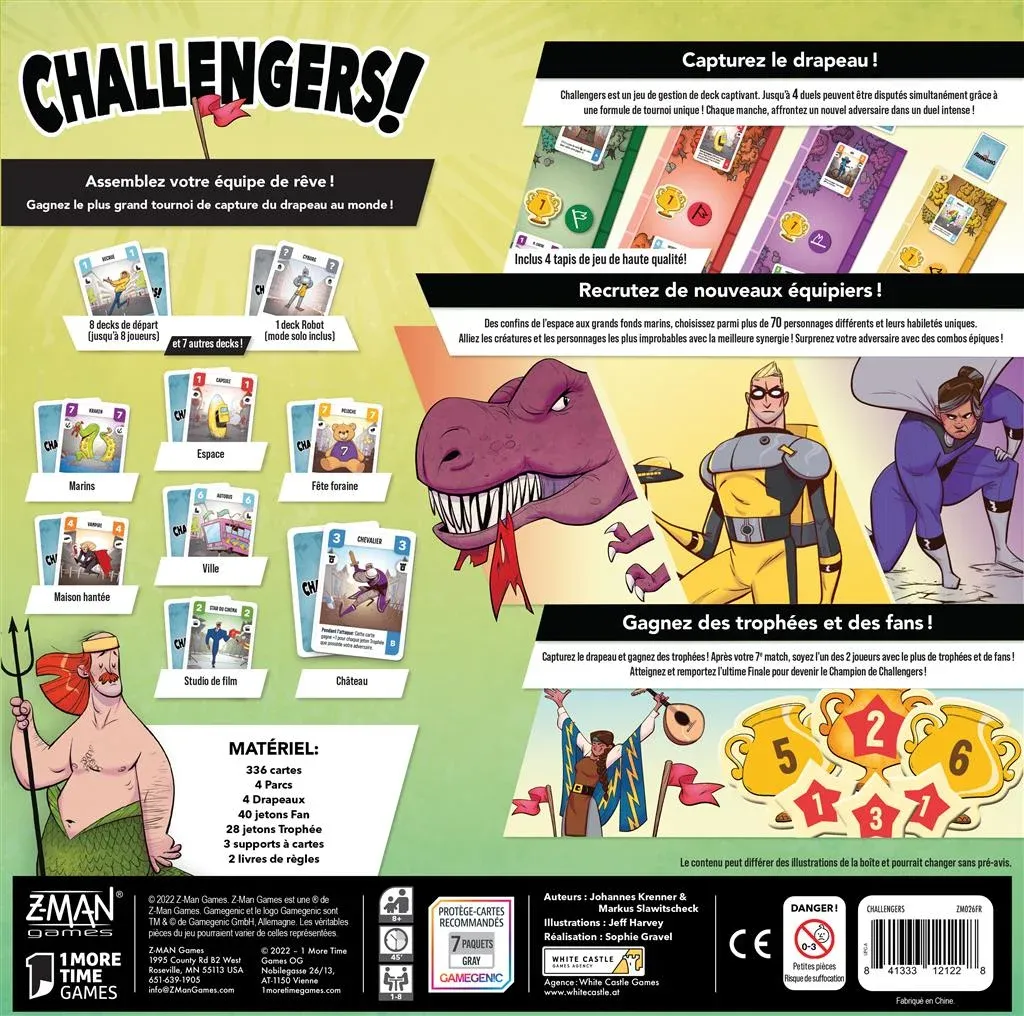 Vue générale du matériel et des tapis de jeu Challengers