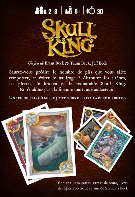Vue d'ensemble des cartes et materiel de Skull King