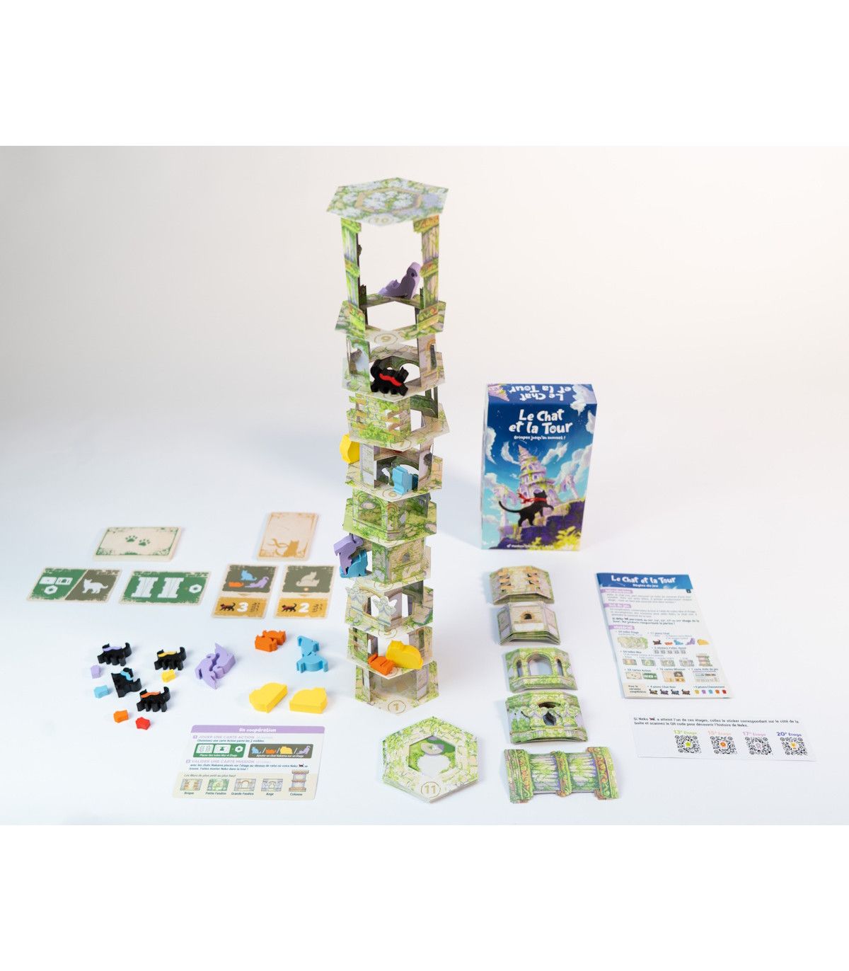 Matériel complet du jeu de société Le Chat et la Tour