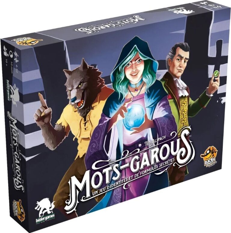 Boîte du jeu de société Mots-Garous et ses illustrations.