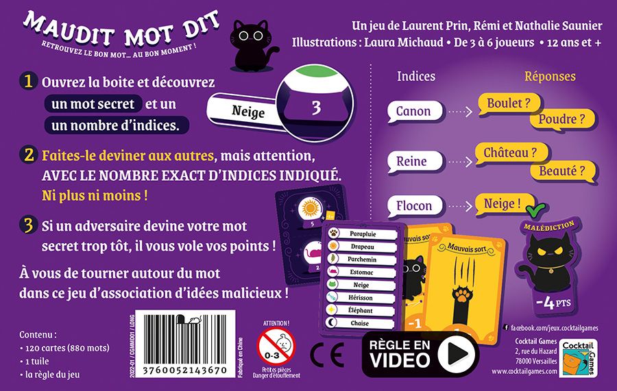 Ensemble du materiel et des cartes de Maudit Mot Dit.