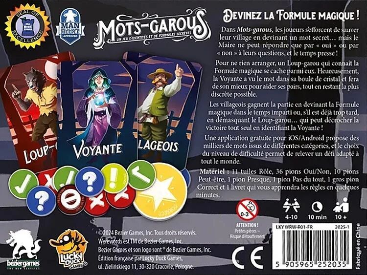 Vue d'ensemble du matériel et des cartes de Mots-Garous.