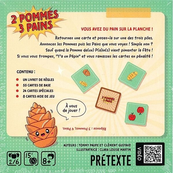 Détail des cartes illustrées du jeu 2 Pommes 3 Pains