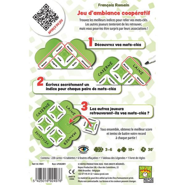 Détail des cartes mots clés du jeu So Clover