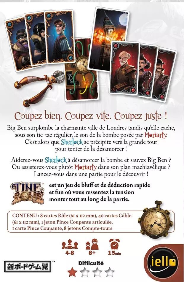 Detail des cartes roles et cables du jeu Time Bomb.