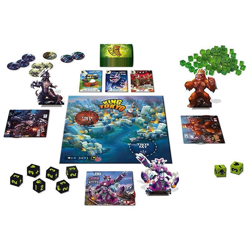 Vue générale du plateau et matériel de King of Tokyo.